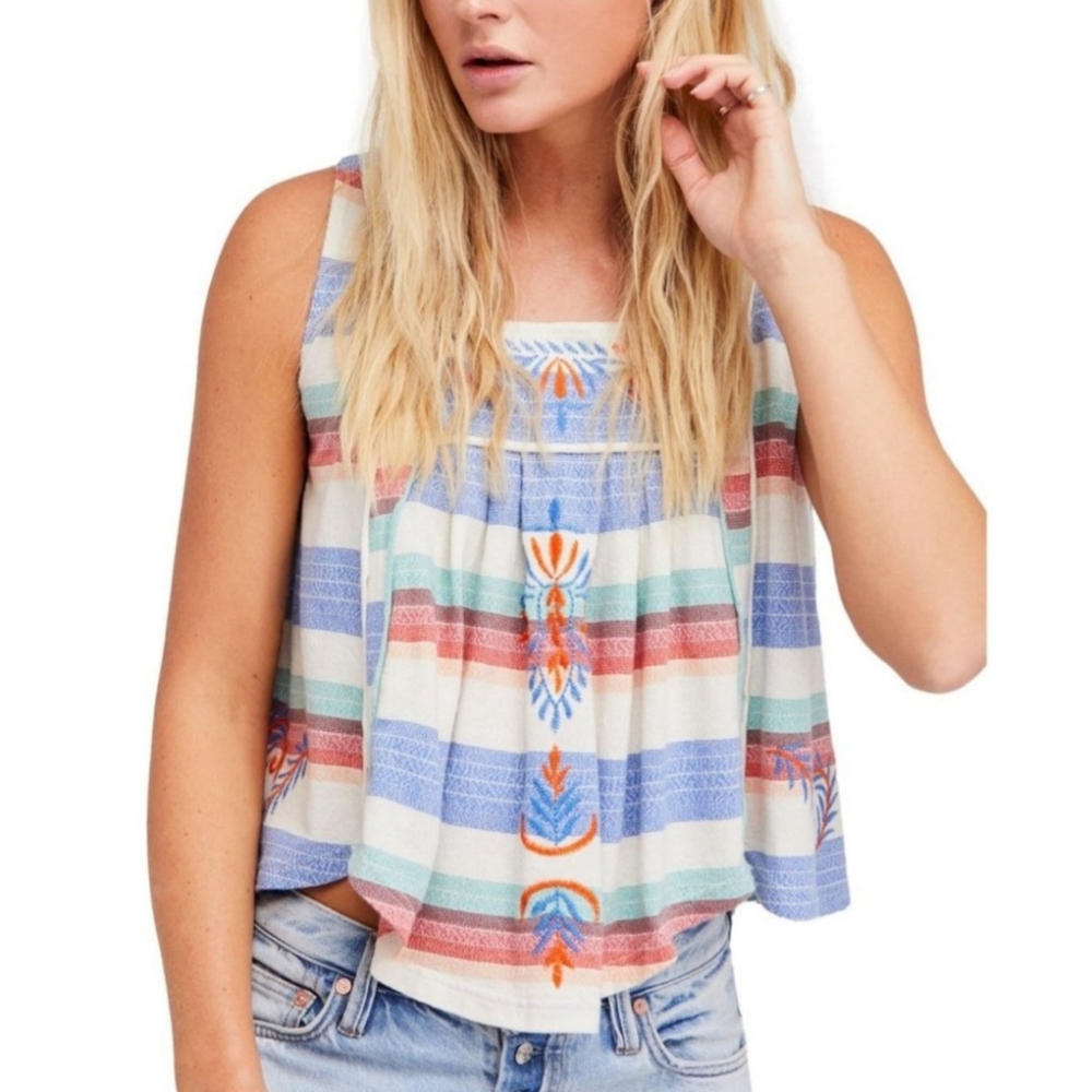 Free People Colorful Loose Fit Tank